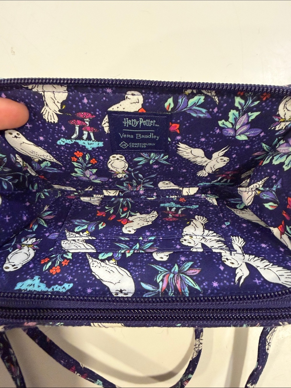 Vera Bradley Navy Harry Potter Floral Crossbody Wallet - Picture 4 of 7